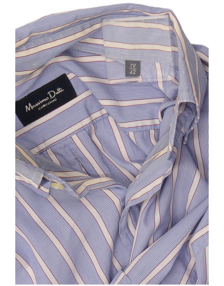 Massimo Dutti Mens Shirt EU 42 Large Blue Striped