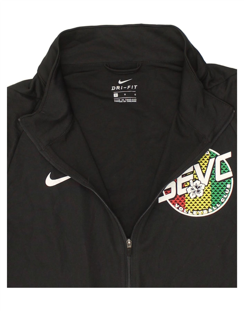 NIKE Mens Dri Fit Graphic Tracksuit Top Jacket Large Black Polyester | Vintage Nike | Thrift | Second-Hand Nike | Used Clothing | Messina Hembry 