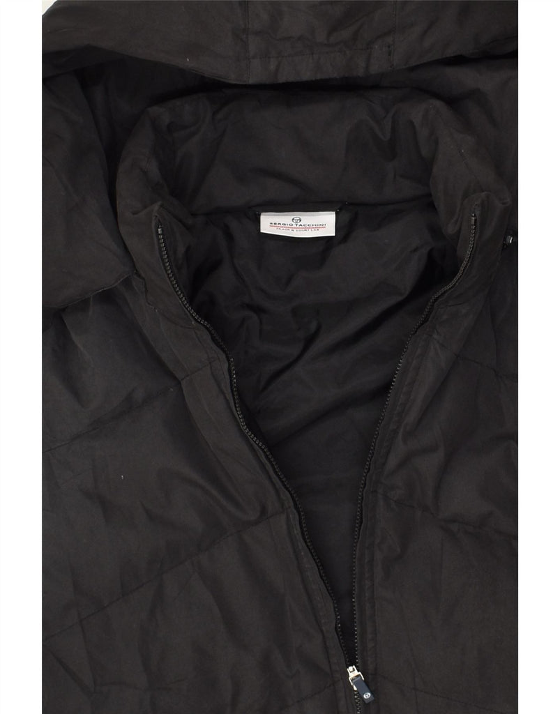 SERGIO TACCHINI Womens Hooded Padded Jacket IT 44 Medium Black | Vintage Sergio Tacchini | Thrift | Second-Hand Sergio Tacchini | Used Clothing | Messina Hembry 