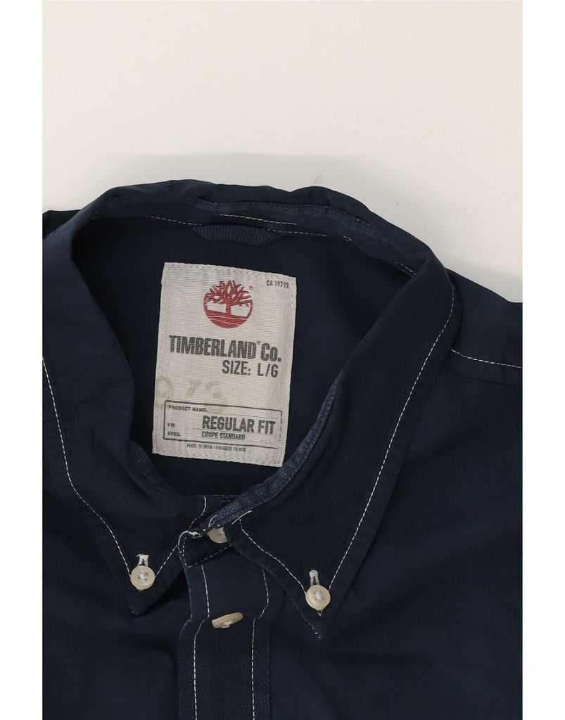 TIMBERLAND Mens Regular Fit Short Sleeve Shirt Large Navy Blue Vintage Timberland and Second-Hand Timberland from Messina Hembry 