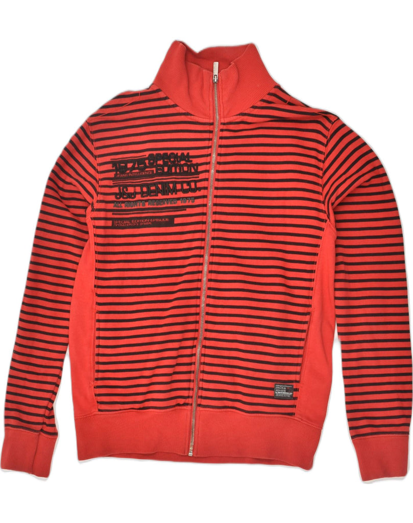 JACK & JONES Mens Graphic Tracksuit Top Jacket Medium Red Striped Cotton | Vintage Jack & Jones | Thrift | Second-Hand Jack & Jones | Used Clothing | Messina Hembry 