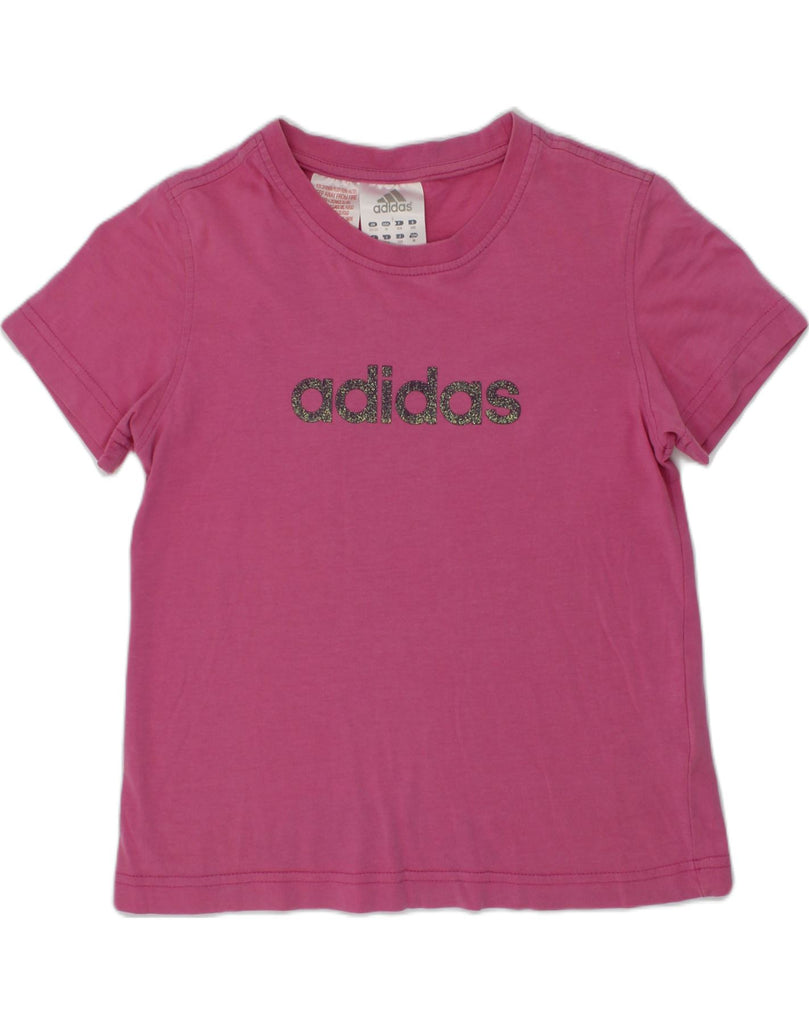 ADIDAS Girls Graphic T-Shirt Top 9-10 Years Pink Cotton | Vintage Adidas | Thrift | Second-Hand Adidas | Used Clothing | Messina Hembry 