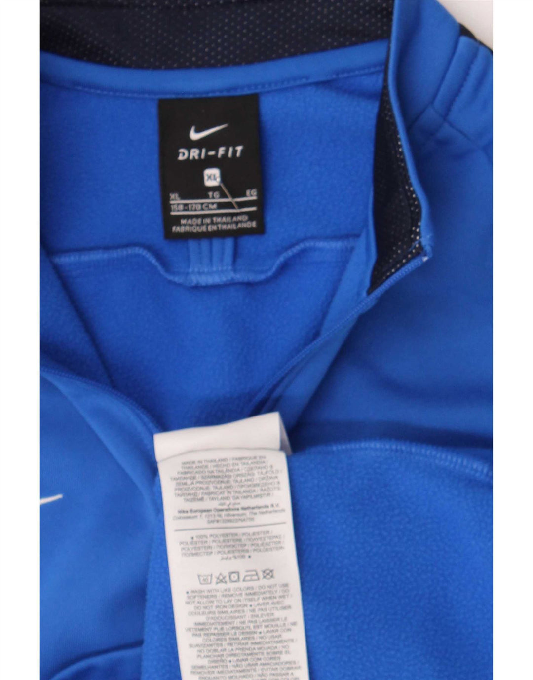 Nike Boys Zip Neck Pullover Tracksuit Top 13-14 Years XL Blue Colourblock
