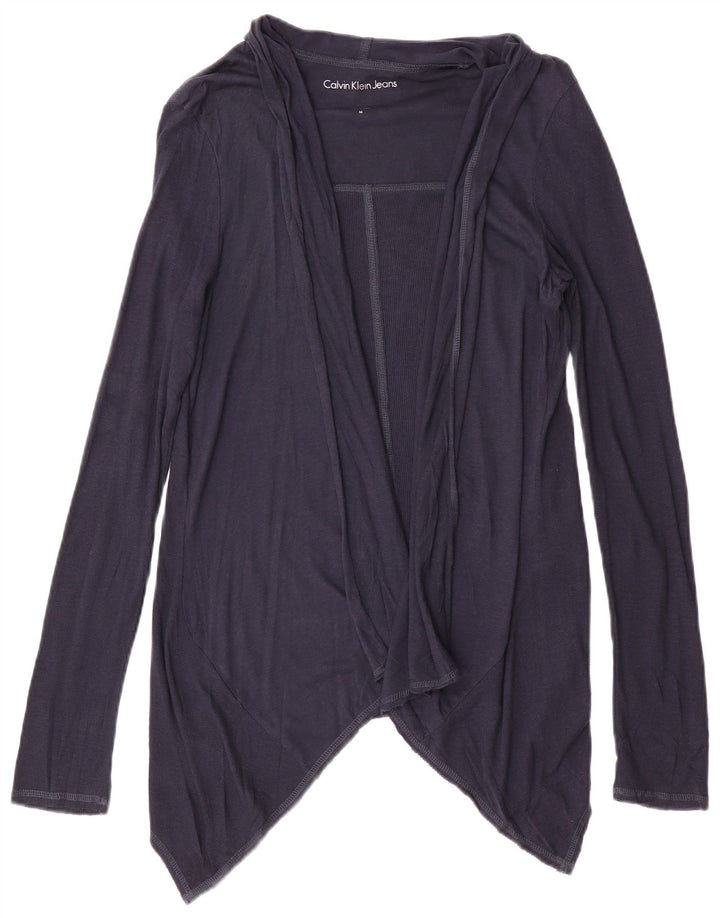 Calvin Klein Jeans Womens Cardigan Top UK 14 Medium Navy Blue Cotton