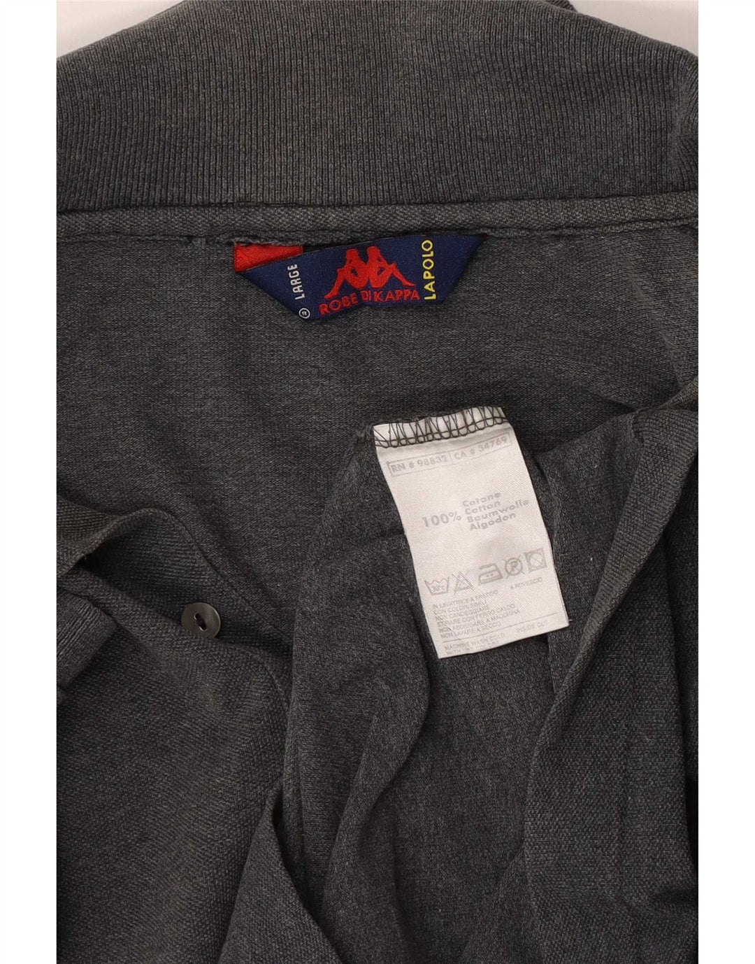 Kappa Mens Polo Shirt Large Grey Cotton