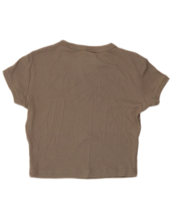 Reebok Womens Crop T-Shirt Top UK 12/14 Medium Grey Cotton