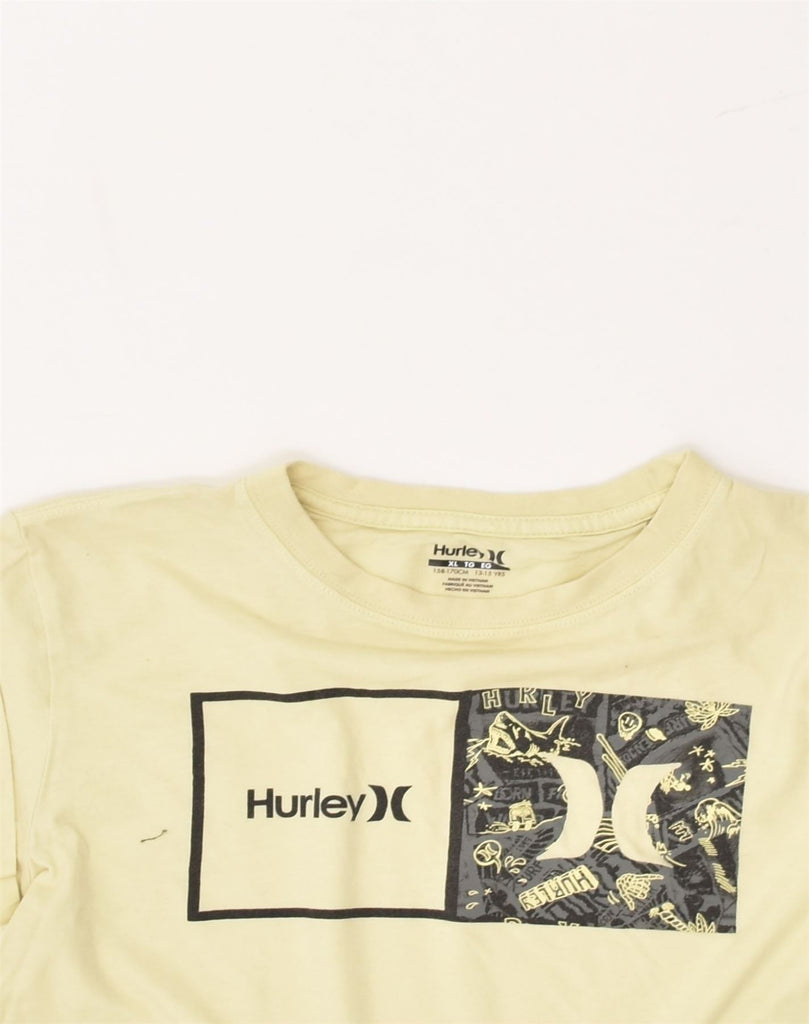 HURLEY Boys Graphic T-Shirt Top 13-14 Years XL Yellow Cotton | Vintage Hurley | Thrift | Second-Hand Hurley | Used Clothing | Messina Hembry 