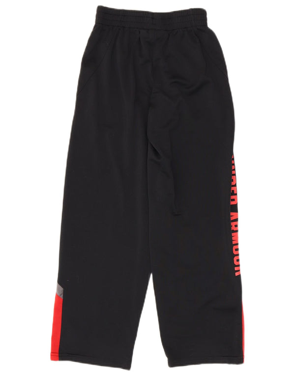 Under Armour Boys Tracksuit Trousers 7-8 Years Small Black Colourblock