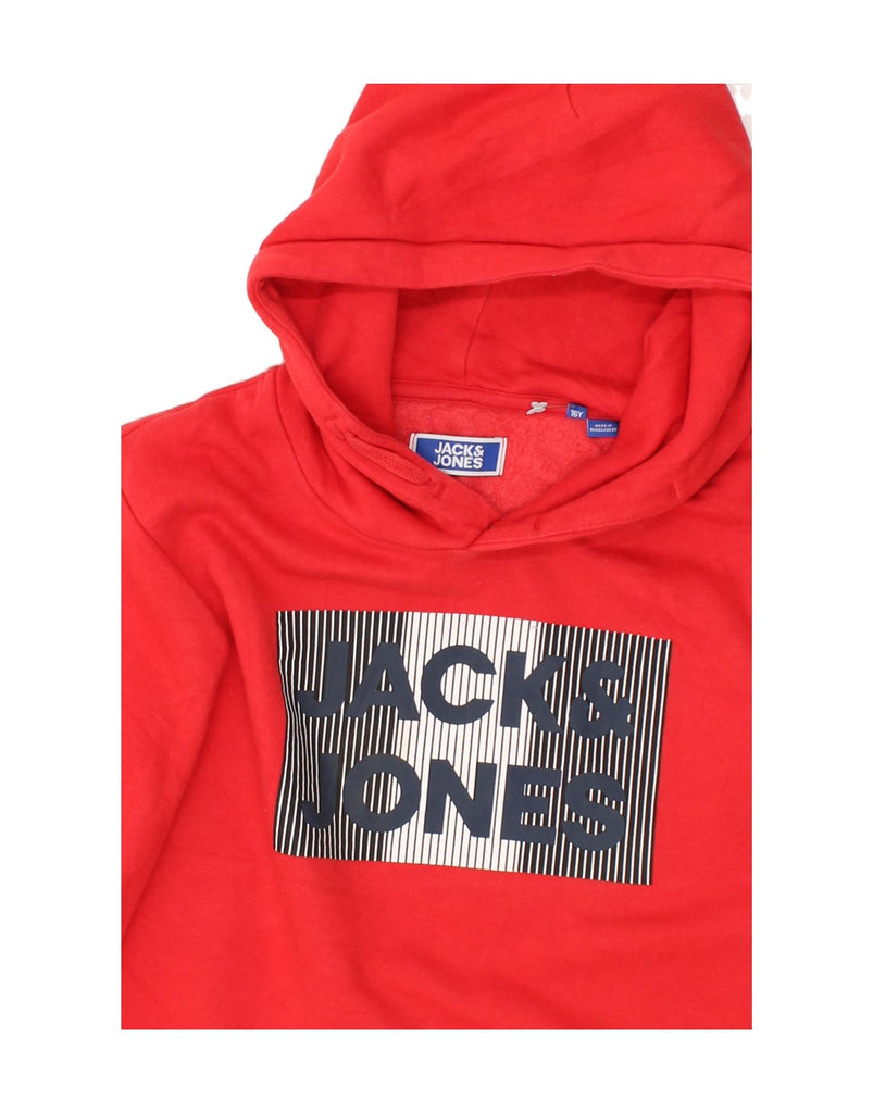 JACK & JONES Boys Graphic Hoodie Jumper 15-16 Years Red Cotton | Vintage Jack & Jones | Thrift | Second-Hand Jack & Jones | Used Clothing | Messina Hembry 