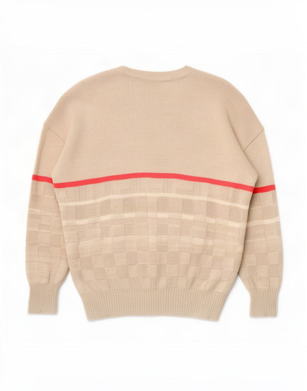 Sportful Mens Cardigan Sweater IT 48 Small Beige Striped Cotton