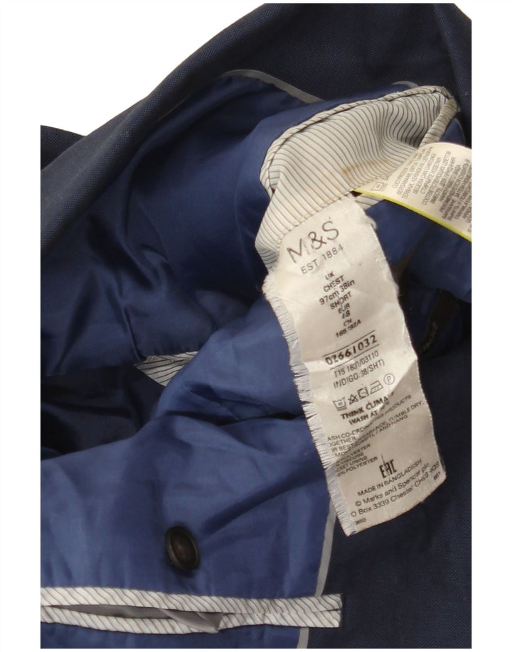 Marks & Spencer Mens 2 Button Blazer Jacket EU 48 Medium Navy Blue