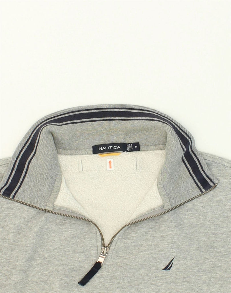 NAUTICA Mens Zip Neck Sweatshirt Jumper Medium Grey Cotton | Vintage Nautica | Thrift | Second-Hand Nautica | Used Clothing | Messina Hembry 