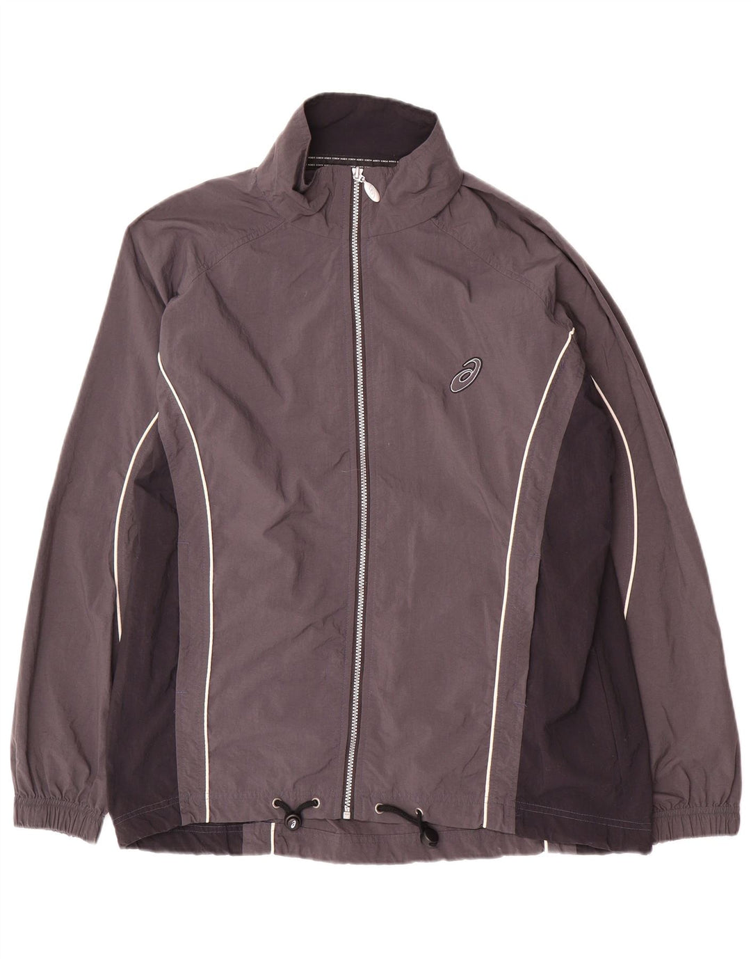 Asics Mens Tracksuit Top Jacket Large Grey Colourblock Nylon