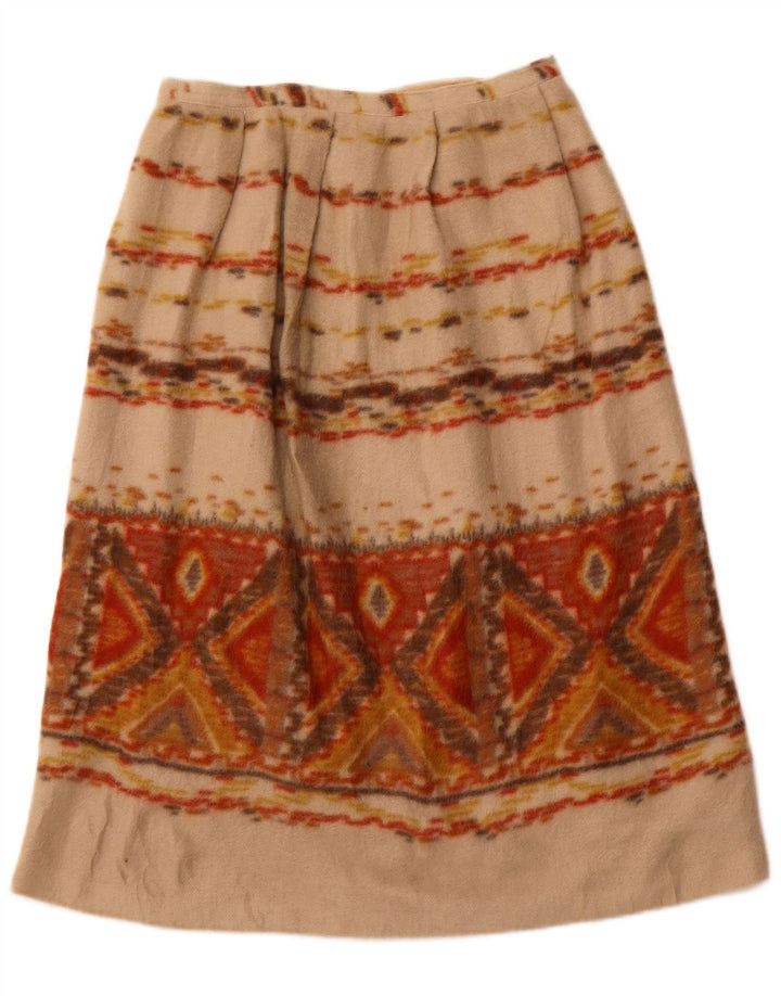 VINTAGE Womens A-Line Skirt W28 Medium Beige Geometric