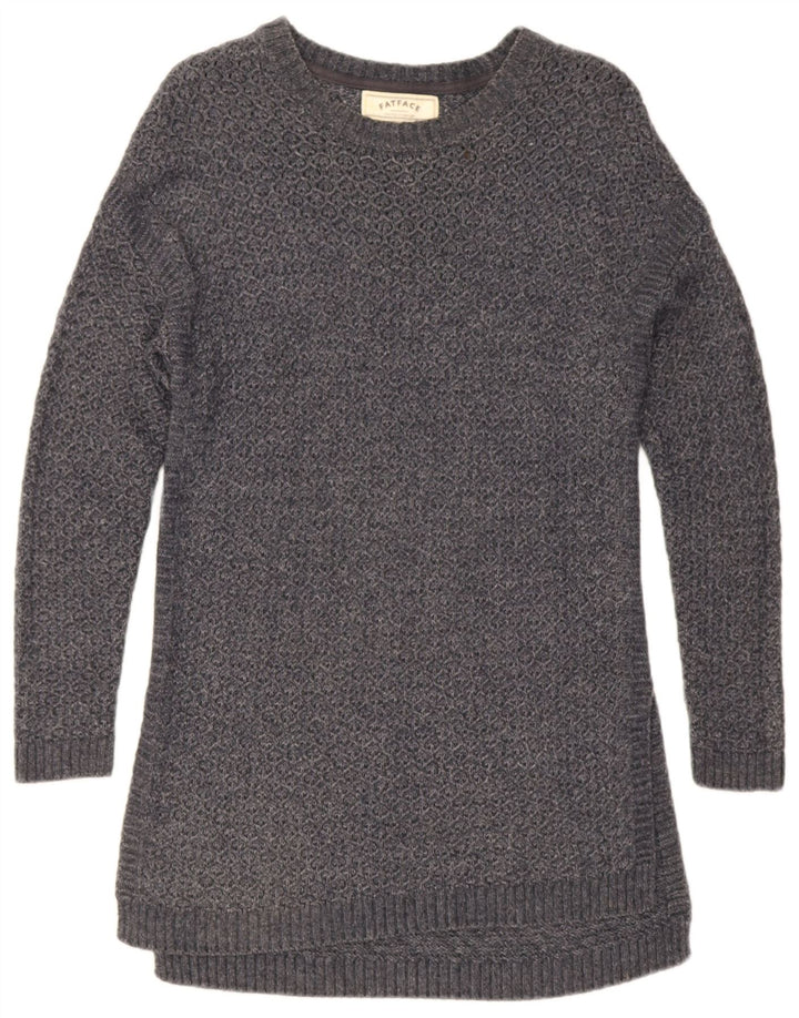 Fat Face Womens Longline Boat Neck Jumper Sweater UK 12 Medium Grey