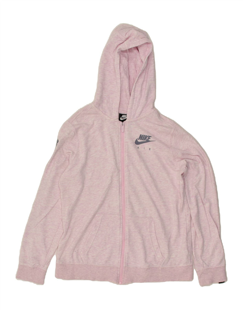 NIKE Girls Graphic Zip Hoodie Sweater 13-14 Years XL  Pink Flecked Cotton | Vintage Nike | Thrift | Second-Hand Nike | Used Clothing | Messina Hembry 