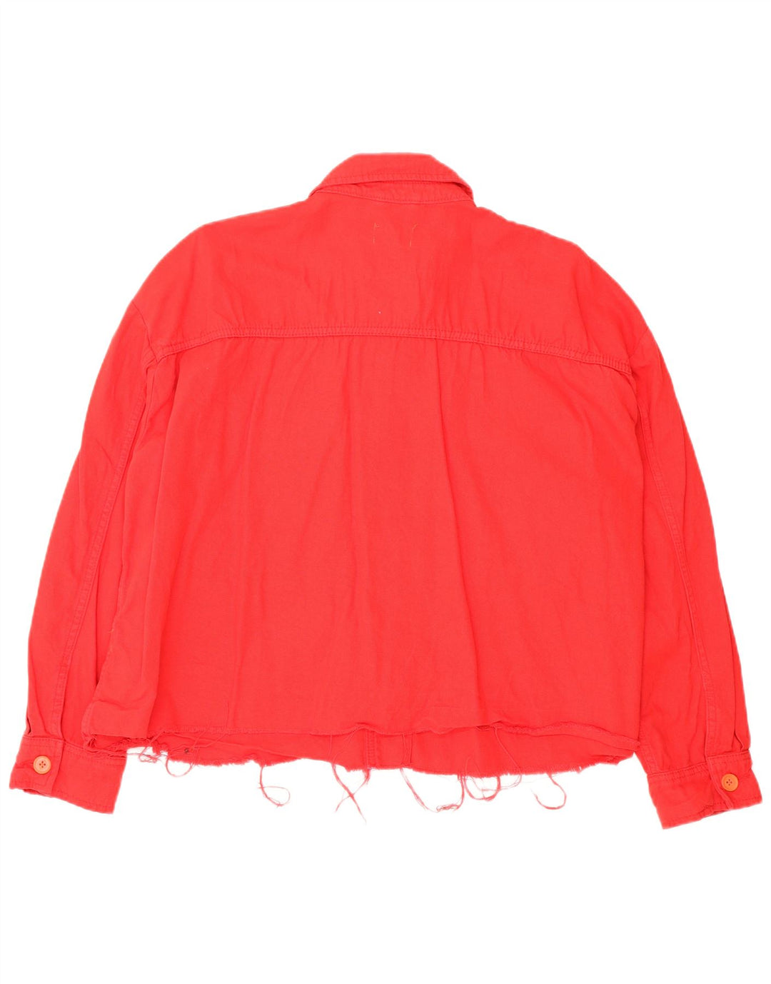 Topshop Womens Petite Crop Oversized Bomber Jacket UK 16 Large Red Cotton