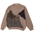 Fiume Mens Graphic Crew Neck Jumper Sweater IT 52 Large Brown Colourblock