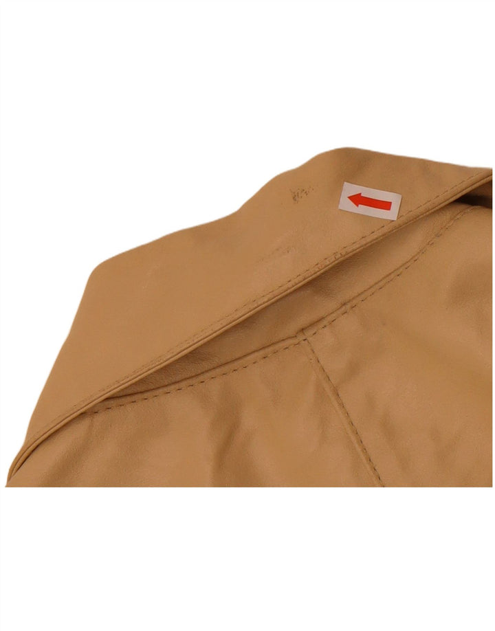 MOTIVI Womens Biker Leather Jacket UK 8 Small  Beige Leather