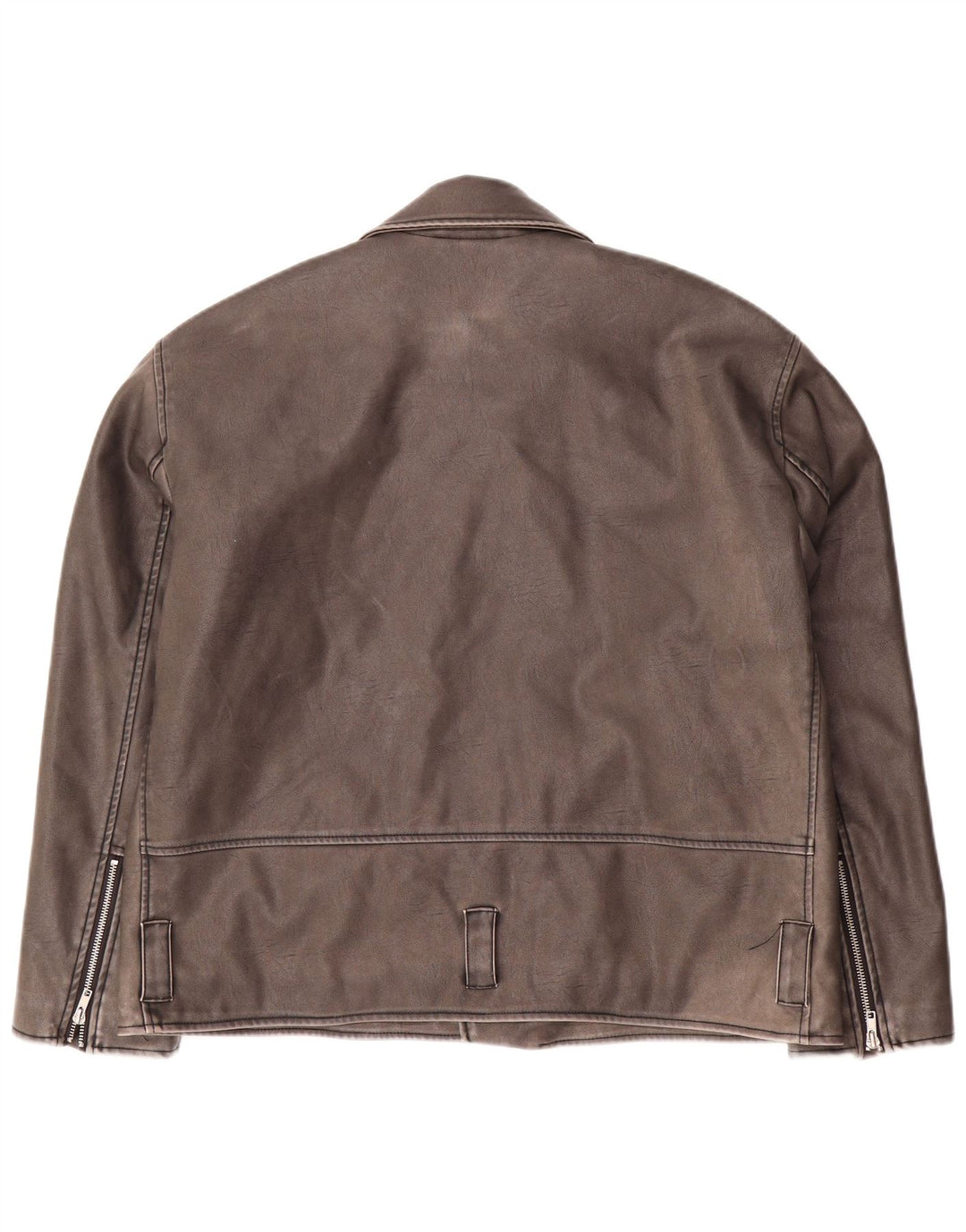 URBAN OUTFITTERS Mens Faux Leather Biker Jacket UK 38 Medium Grey
