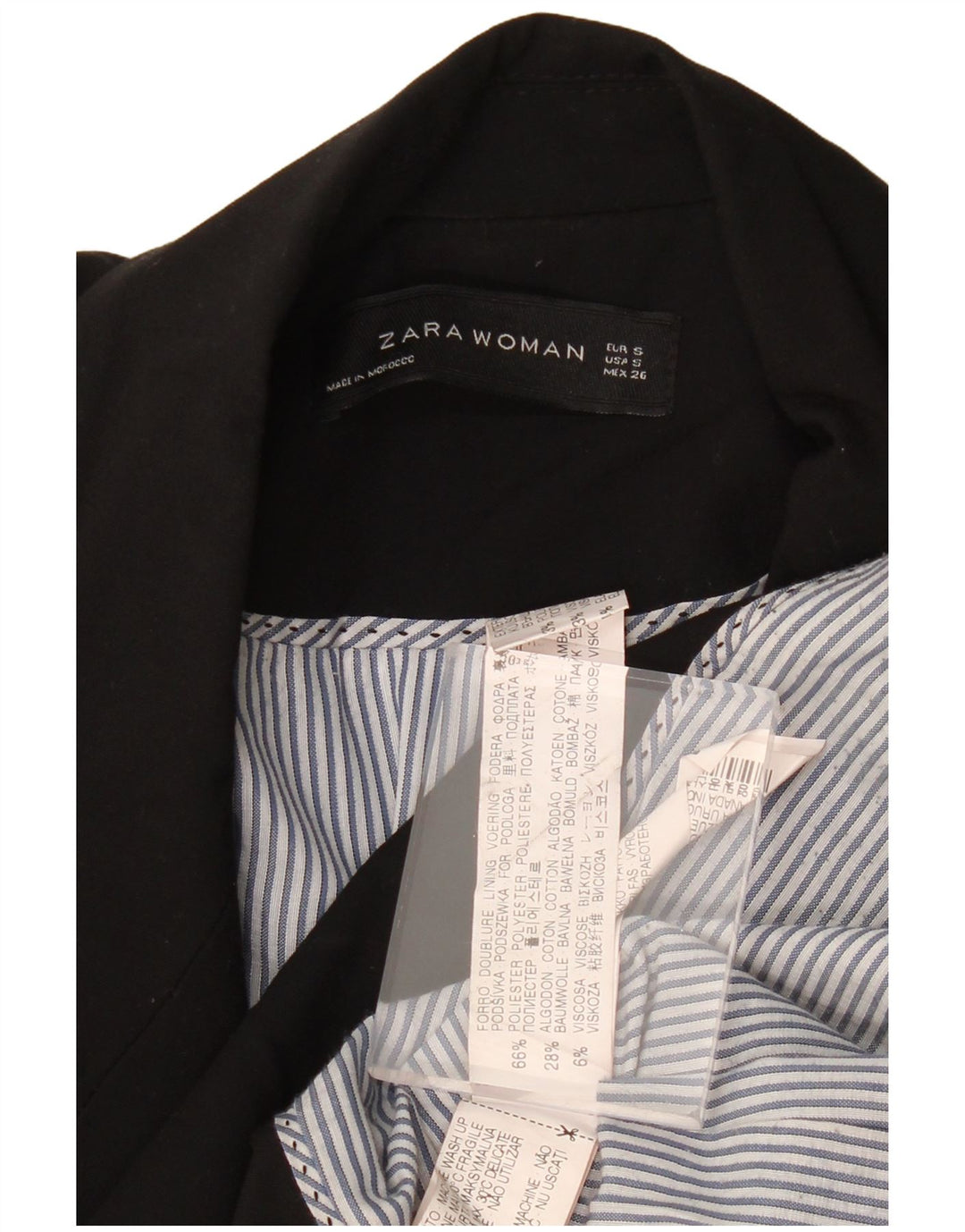 ZARA Womens 1 Button Blazer Jacket UK 10 Small Black Polyester