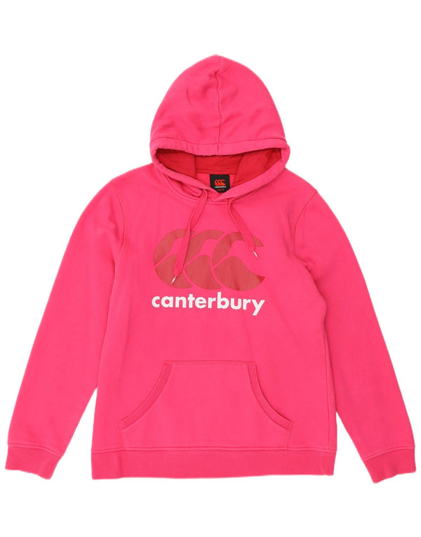 Canterbury Womens Graphic Hoodie Jumper UK 14 Large Pink Cotton