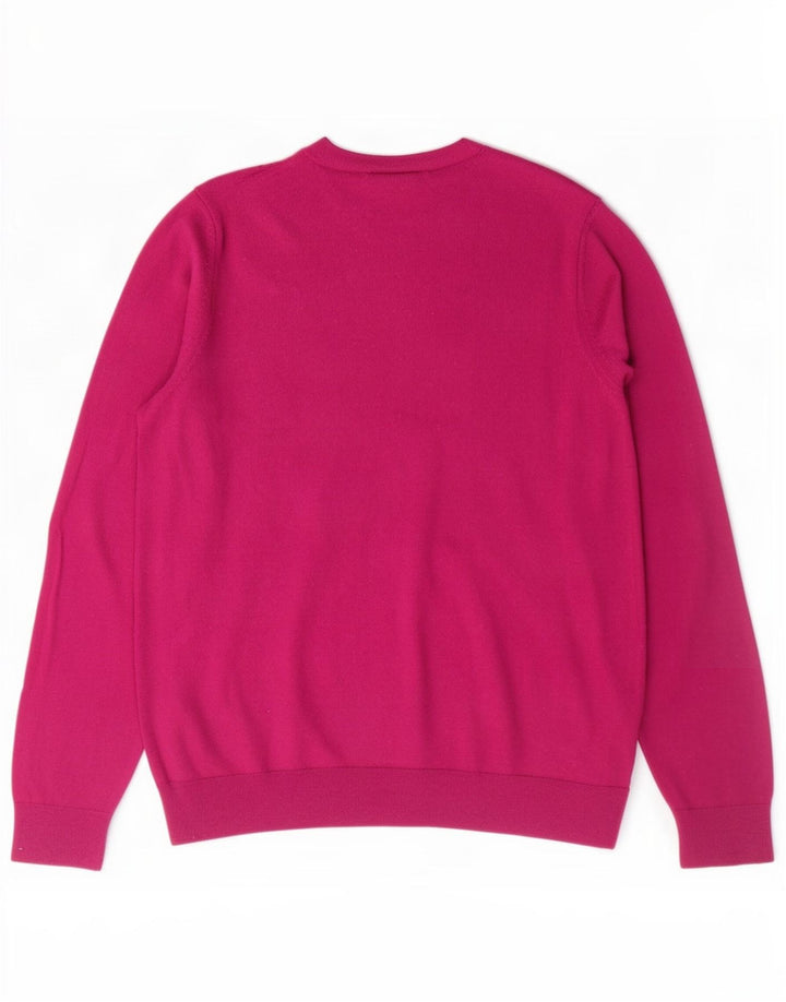 Marks & Spencer Womens Crew Neck Jumper Sweater UK 16 Large Maroon Wool