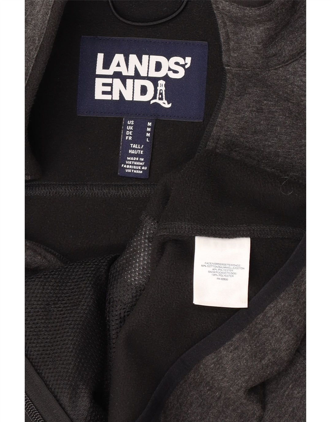 Lands End Mens Tracksuit Top Jacket Medium Grey Flecked Cotton