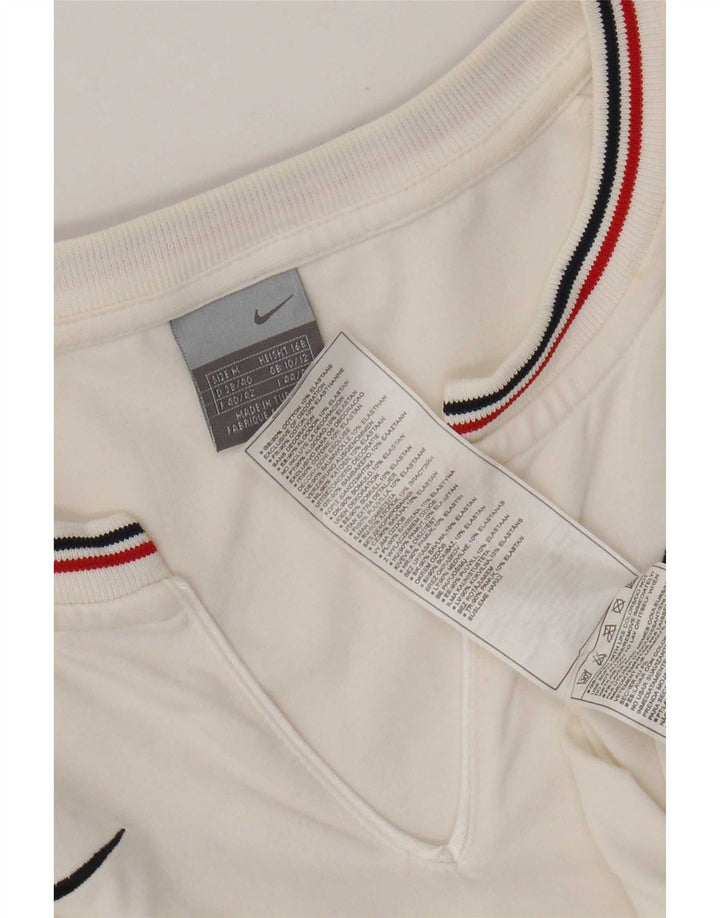Nike Womens Crop Graphic Top Long Sleeve UK 10/12 Medium White Colourblock
