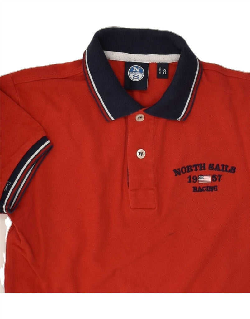 NORTH SAILS Boys Graphic Polo Shirt 7-8 Years Red Cotton | Vintage North Sails | Thrift | Second-Hand North Sails | Used Clothing | Messina Hembry 