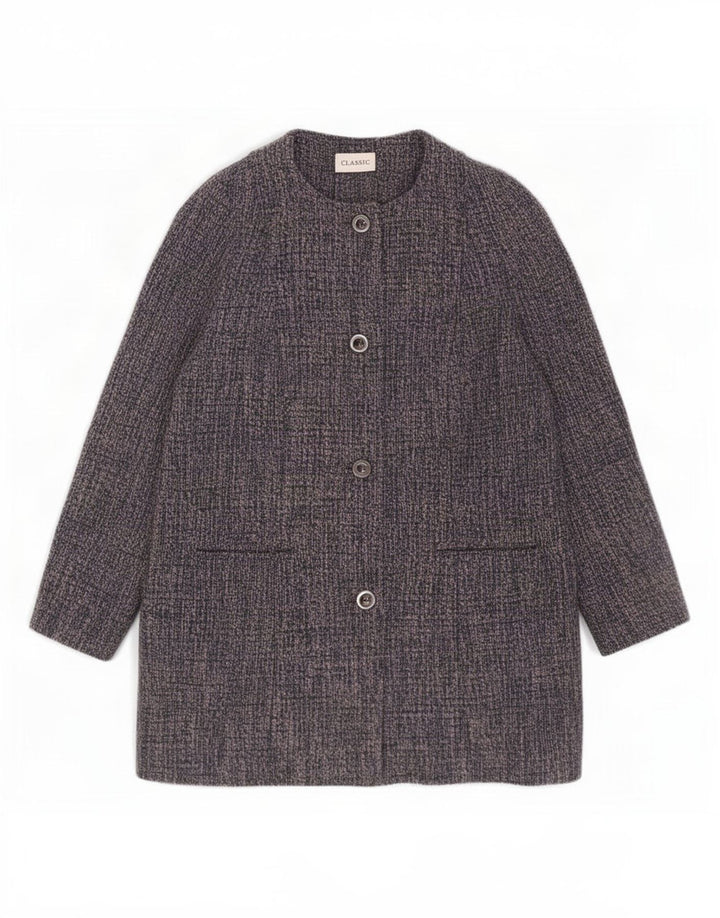 Marks & Spencer Womens Classic Overcoat UK 18 XL Blue Flecked Polyester