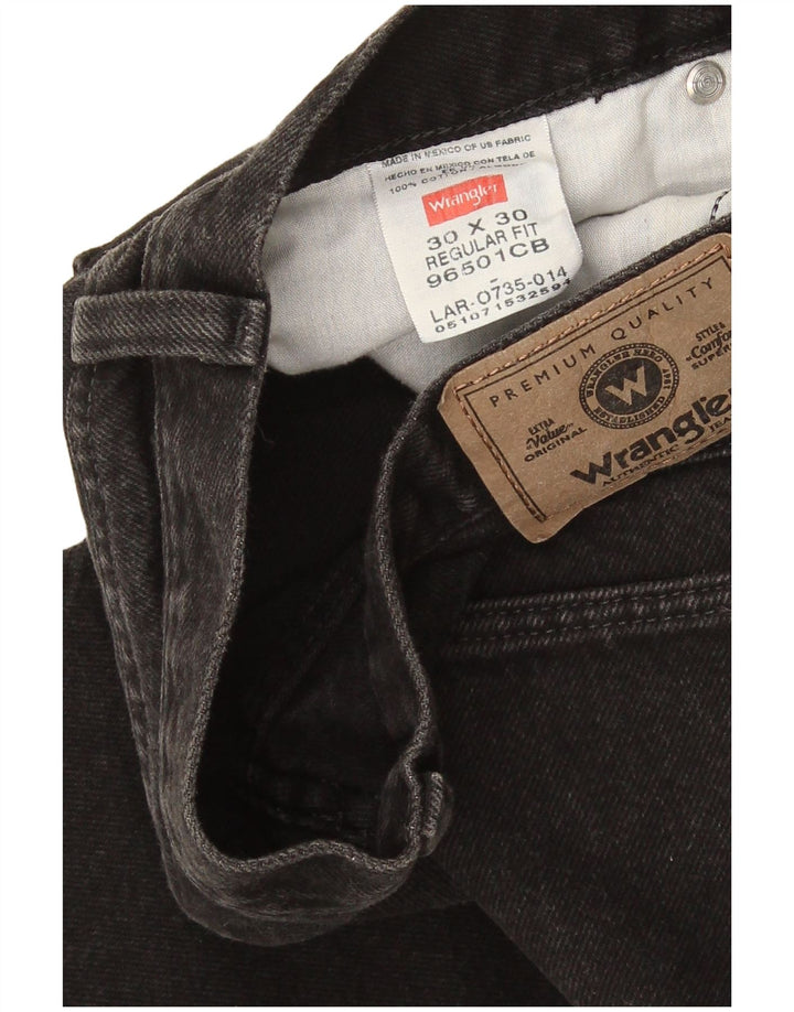 Wrangler Mens Regular Fit Straight Jeans W30 L30 Black Cotton