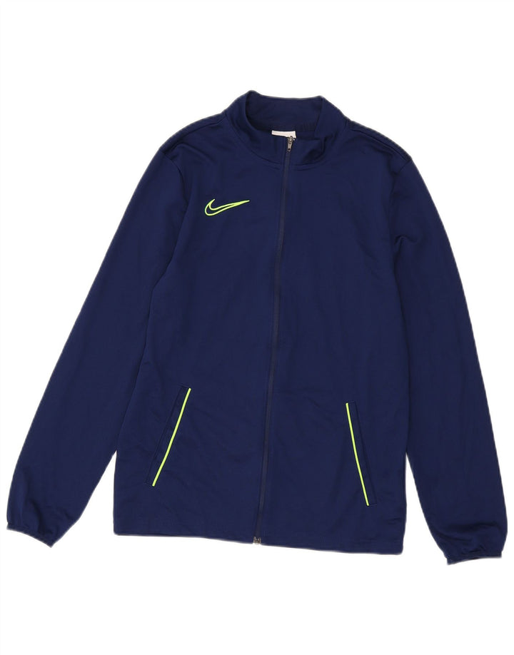 Nike Boys Tracksuit Top Jacket 12-13 Years XL Navy Blue Polyester