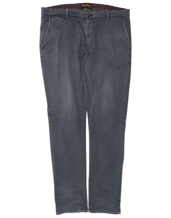 Refrigiwear Mens Slim Chino Trousers IT 52 XL W36 L32 Navy Blue Cotton