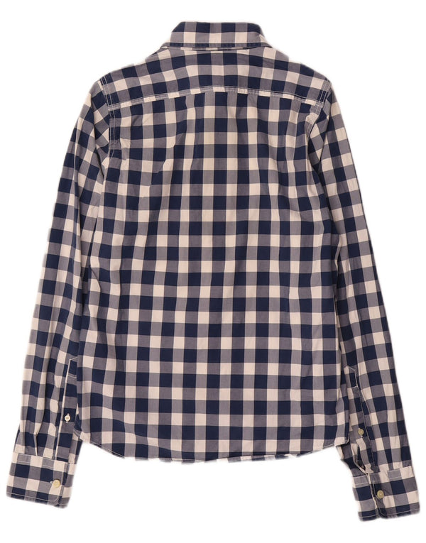 Abercrombie & Fitch Mens Muscle Shirt Small Navy Blue Gingham Cotton
