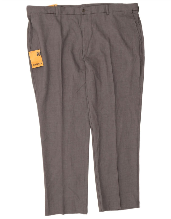 Farah Mens Straight Chino Trousers W48 L31 Grey Polyester