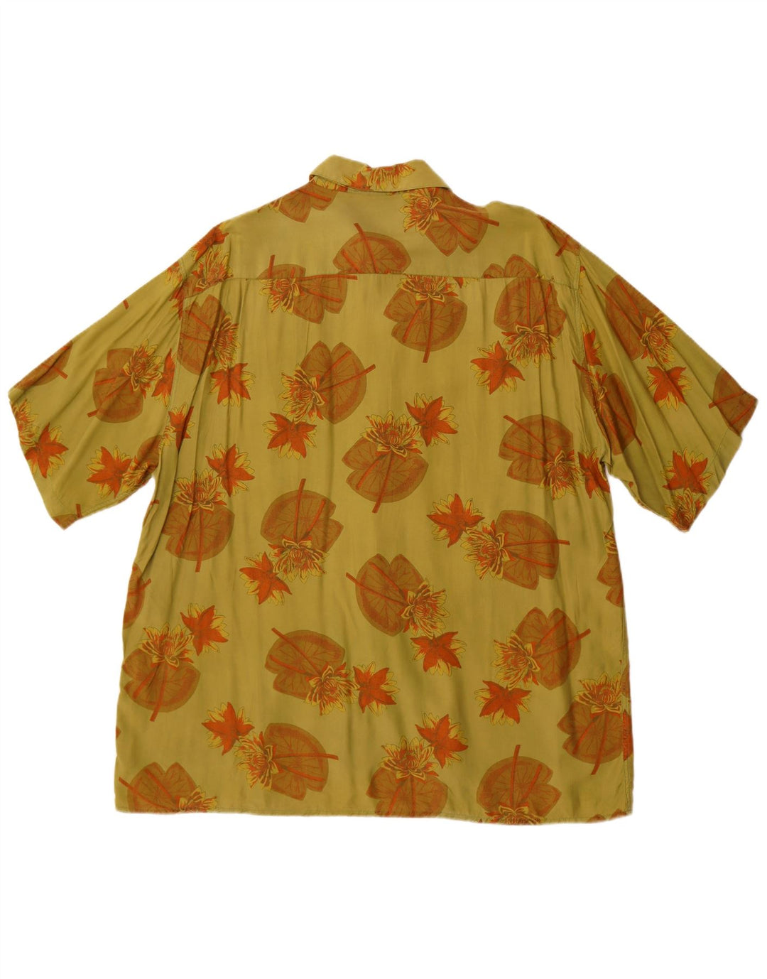 Mass Mens Short Sleeve Shirt Size 43 Large Green Floral