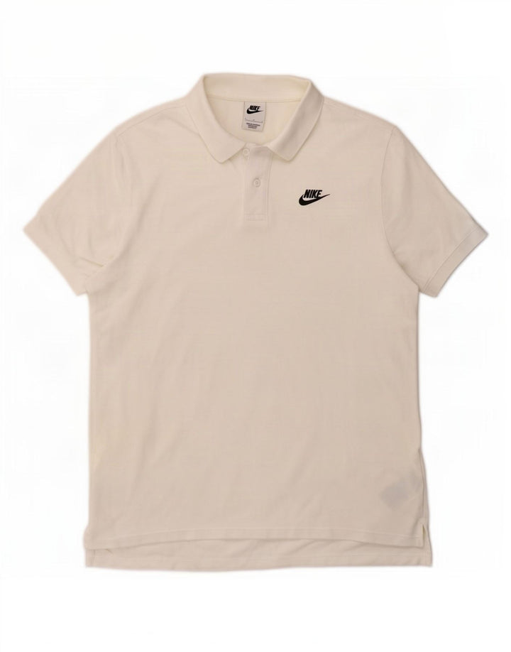 Nike Mens Polo Shirt Large White Cotton