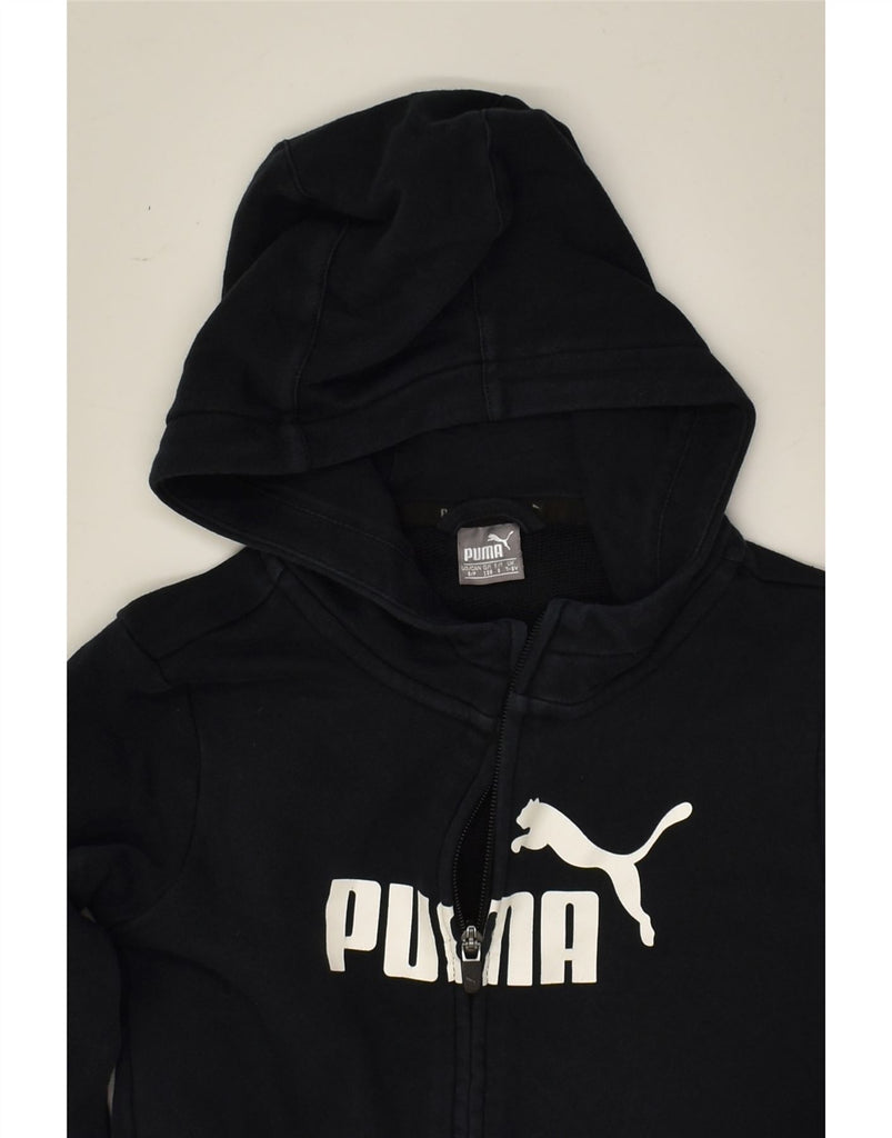 PUMA Boys Graphic Zip Hoodie Sweater 7-8 Years Black Cotton | Vintage Puma | Thrift | Second-Hand Puma | Used Clothing | Messina Hembry 