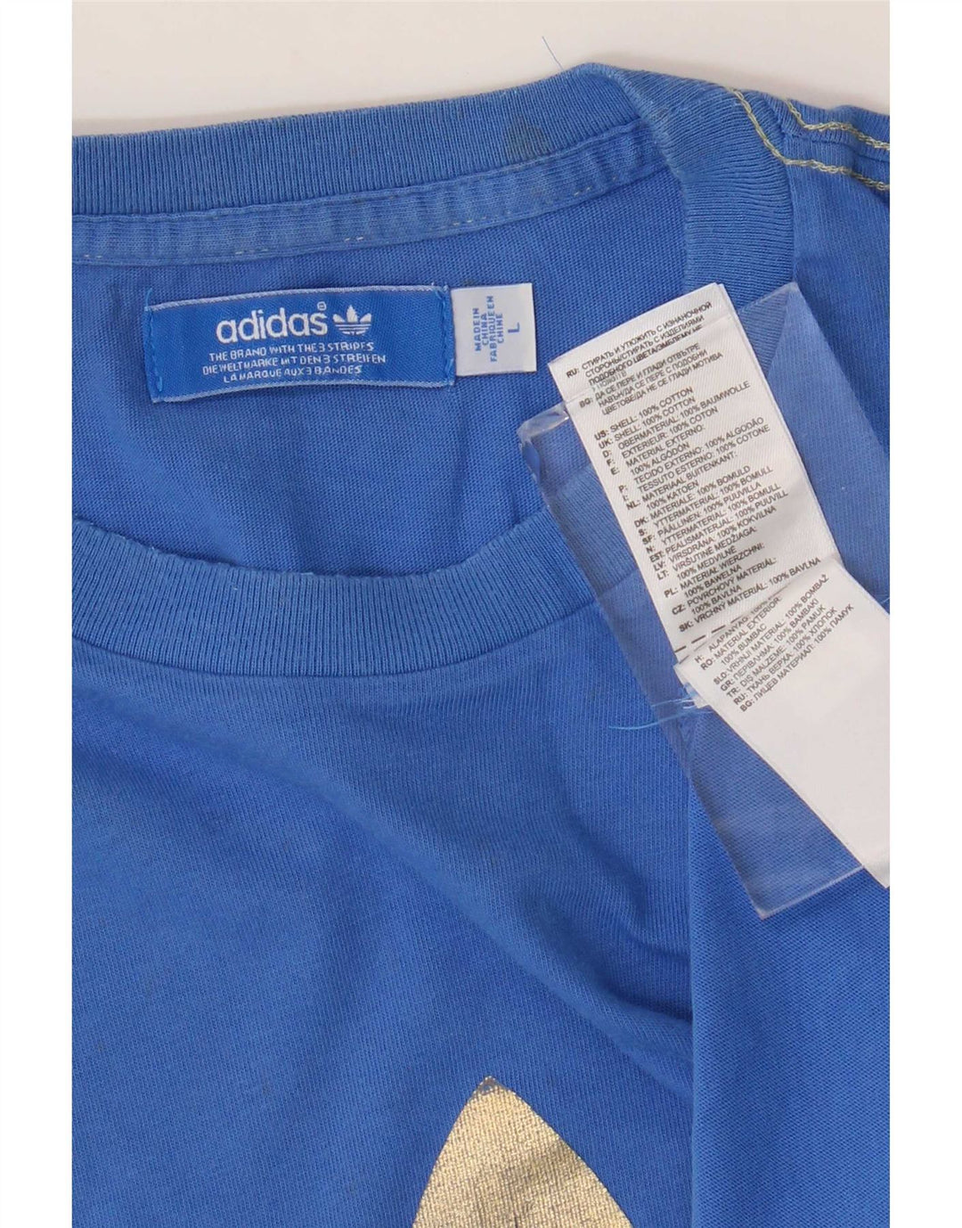 Adidas Mens Graphic T-Shirt Top Large Blue Cotton