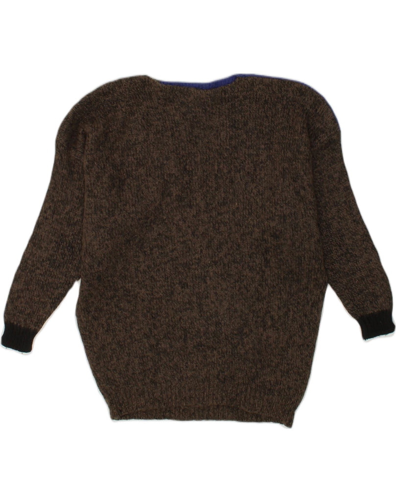 VINTAGE Womens Crew Neck Jumper Sweater UK 16 Large Brown Colourblock | Vintage Vintage | Thrift | Second-Hand Vintage | Used Clothing | Messina Hembry 