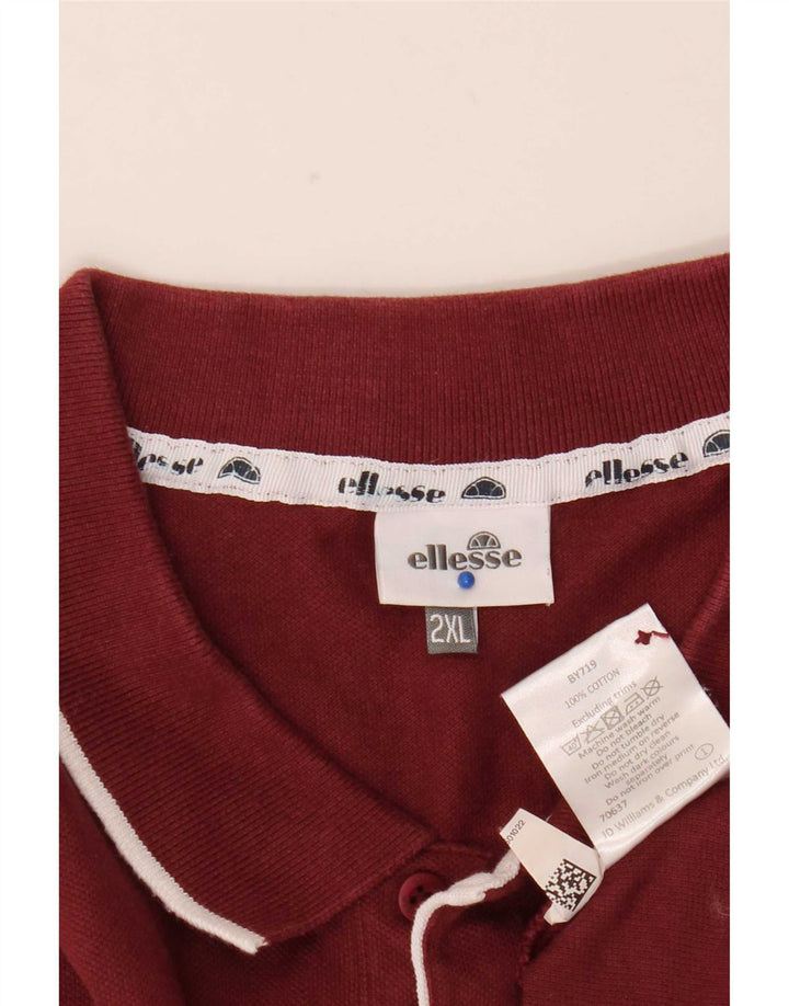 Ellesse Mens Polo Shirt 2XL Burgundy Cotton