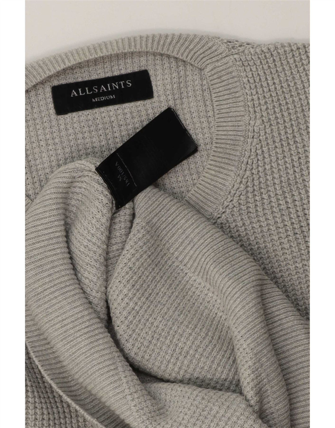 All Saints Mens Crew Neck Jumper Sweater Medium Grey Cotton