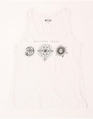 MUSTANG Womens Graphic Vest Top UK 6 XS White Cotton