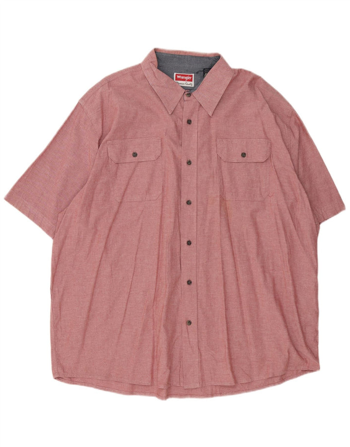 Wrangler Mens Short Sleeve Shirt 2XL Pink Cotton