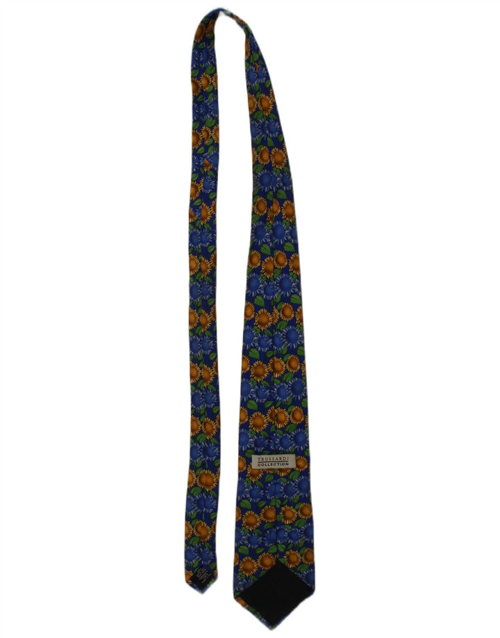 Trussardi Mens Graphic Tie One Size Blue Floral Silk
