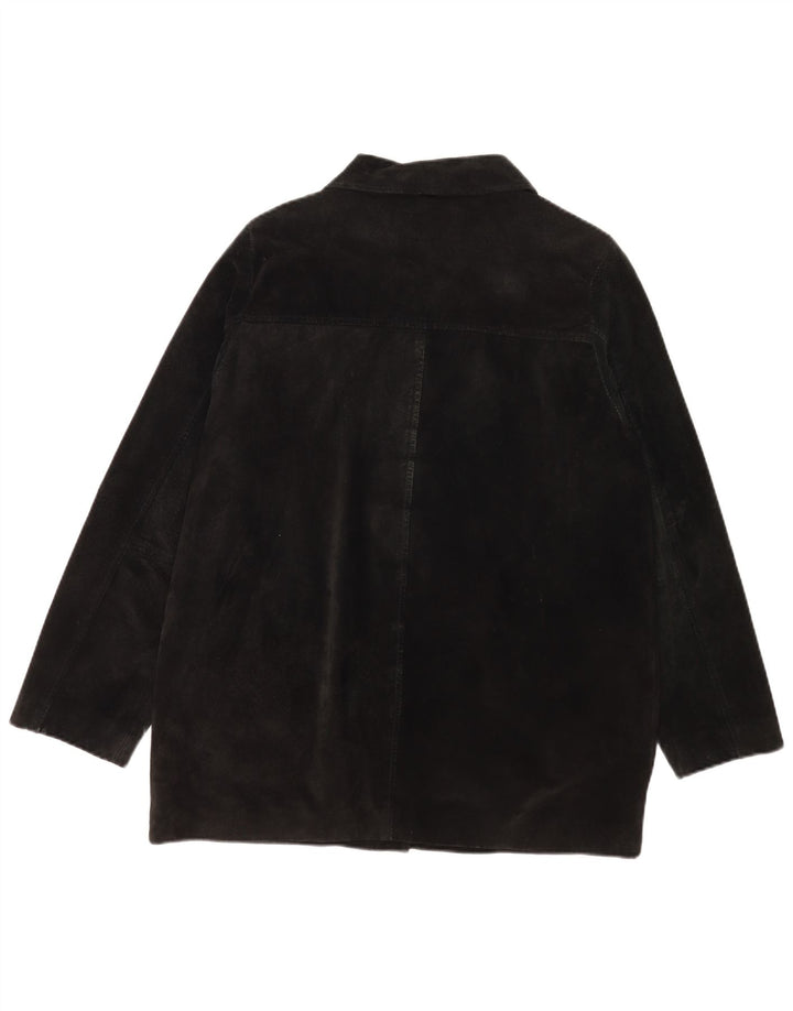 Vintage Womens Suede Jacket UK 18 XL Black Leather