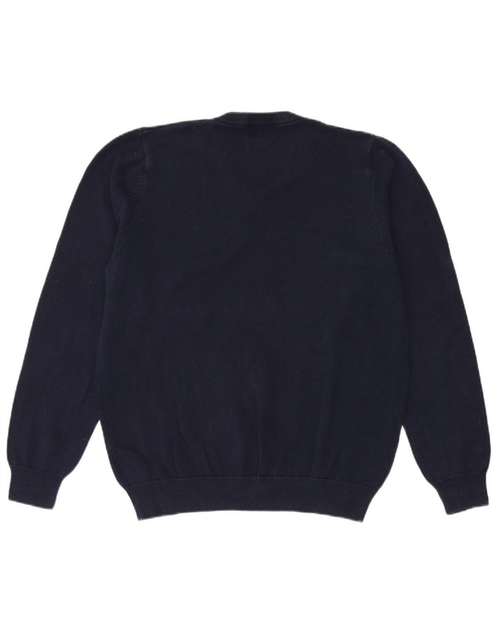 Marks & Spencer Mens V-Neck Jumper Sweater Large Navy Blue Cotton