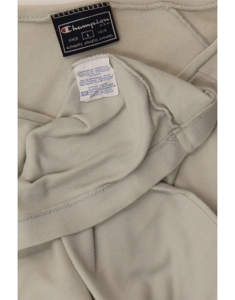 CHAMPION Womens Graphic T-Shirt Top UK 14 Large Grey Colourblock Cotton Vintage Champion and Second-Hand Champion from Messina Hembry 