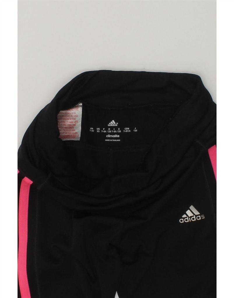 ADIDAS Girls Climalite Tracksuit Trousers 7-8 Years Black Polyester | Vintage Adidas | Thrift | Second-Hand Adidas | Used Clothing | Messina Hembry 